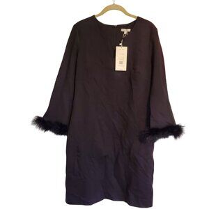 Tyler Boe Elegant Black Dress with Feather Trim